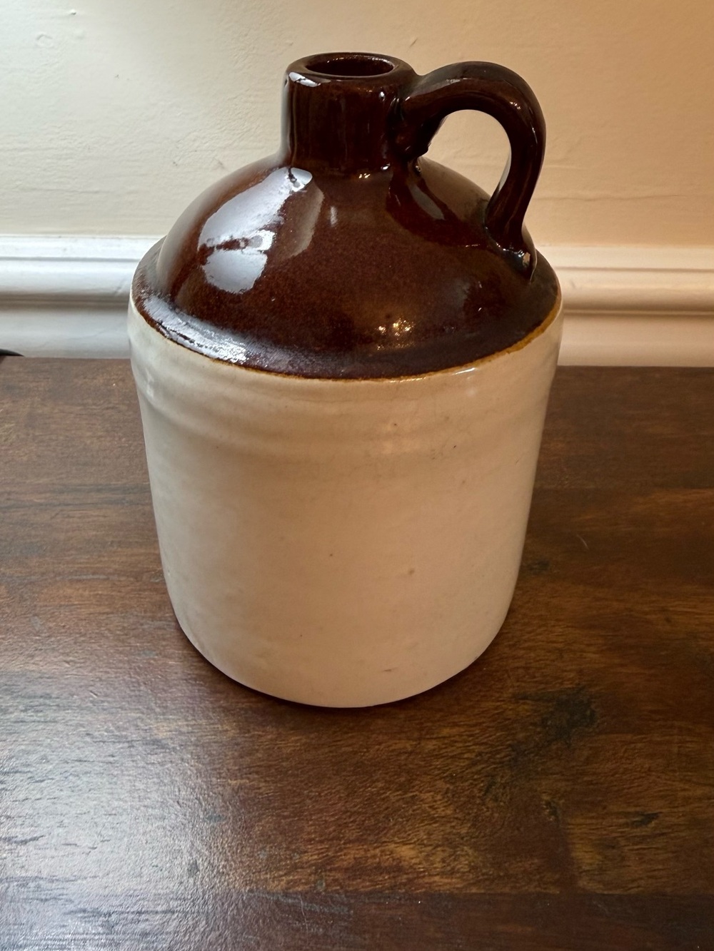 Two-Tone Brown and Cream Ceramic Jug Vase - Classic Home Accent